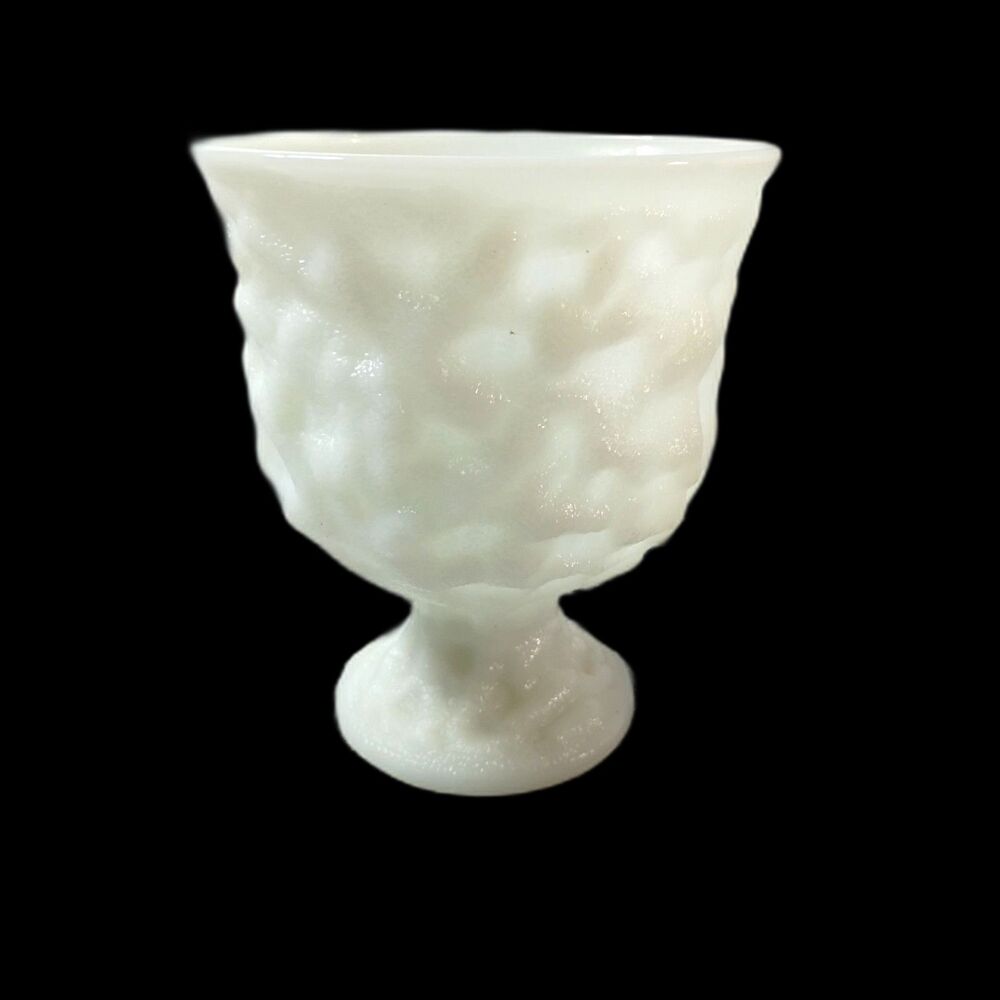 EO Brody Co. Crinkled Milk Glass Pedestal Vase M3000 Vintage 1960's and 1970's